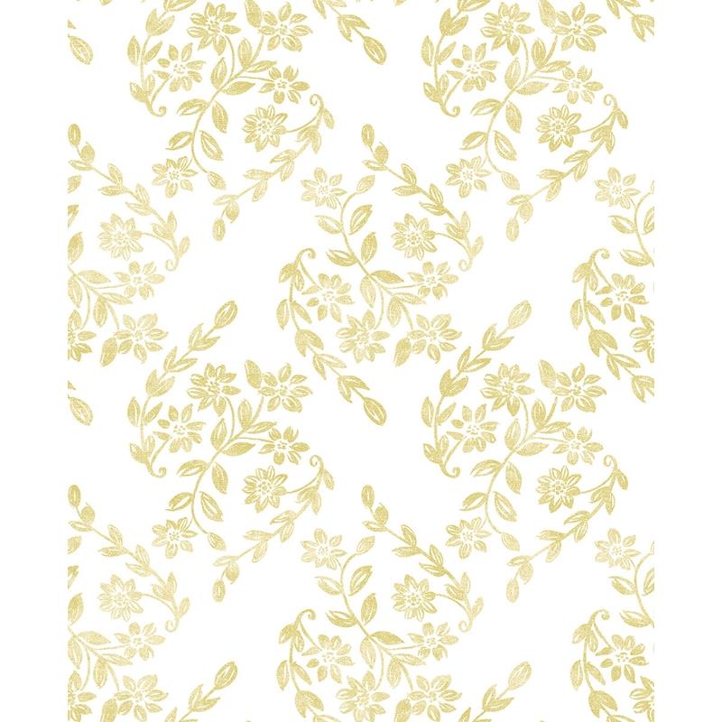 Sample 2901-25430 Perennial,  Arabesque Mustard Floral Trail Wallpaper by A Street Prints