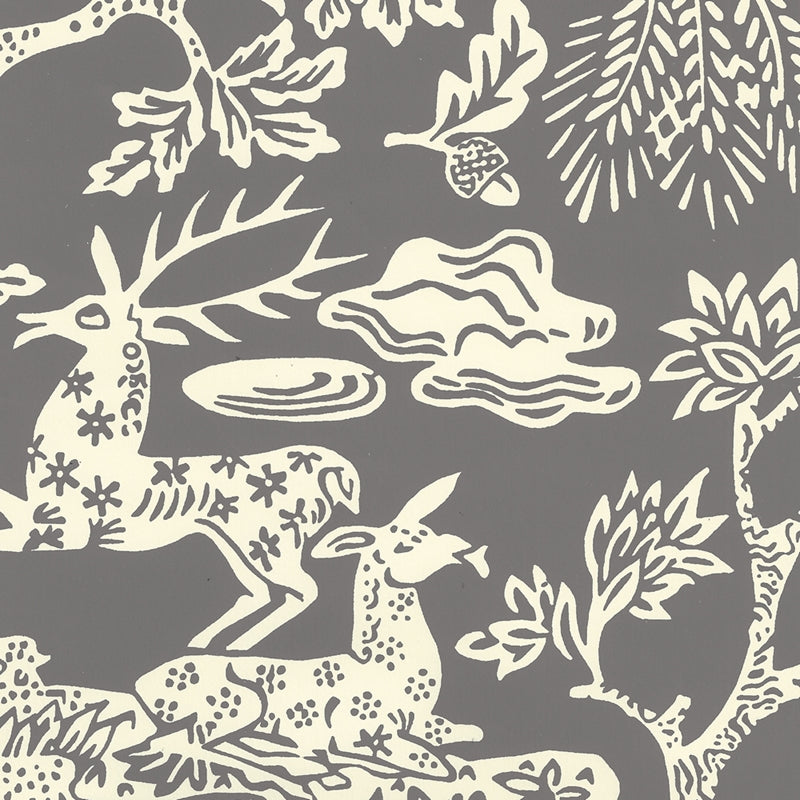 Select 302455W-05OWP Magic Garden Reverse Gray On Off White by Quadrille Wallpaper