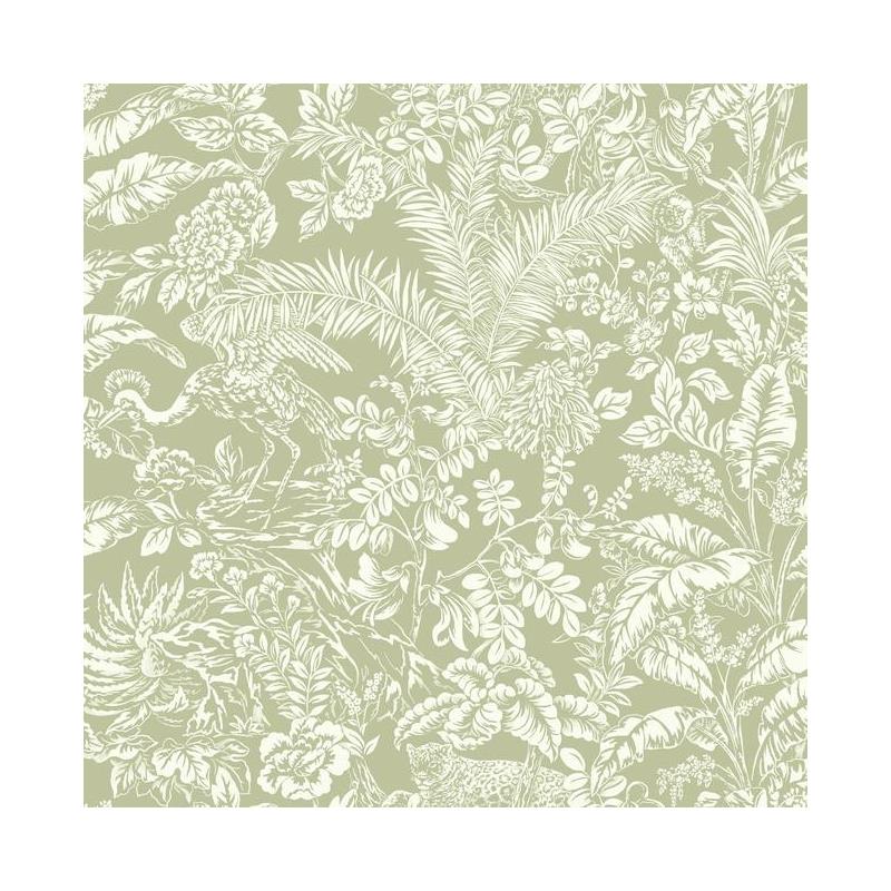 Sample ON1622 Outdoors In, Botanical Sanctuary color Green Botanical by York Wallpaper