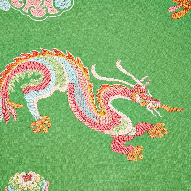 Buy 78112 Hanlun Dragon Embroidery Green Schumacher Fabric