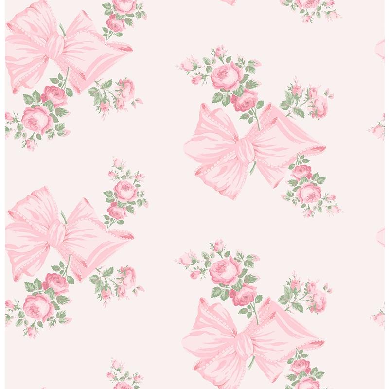 Sample AST4169 LoveShackFancy, Rosa Beaux Pink Mint Large Bow Spot by A-Street Prints Wallpaper