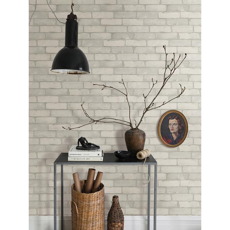 Acquire AST4075 Zio and Sons Limewashed Aged White Brick White A-Street Prints Wallpaper