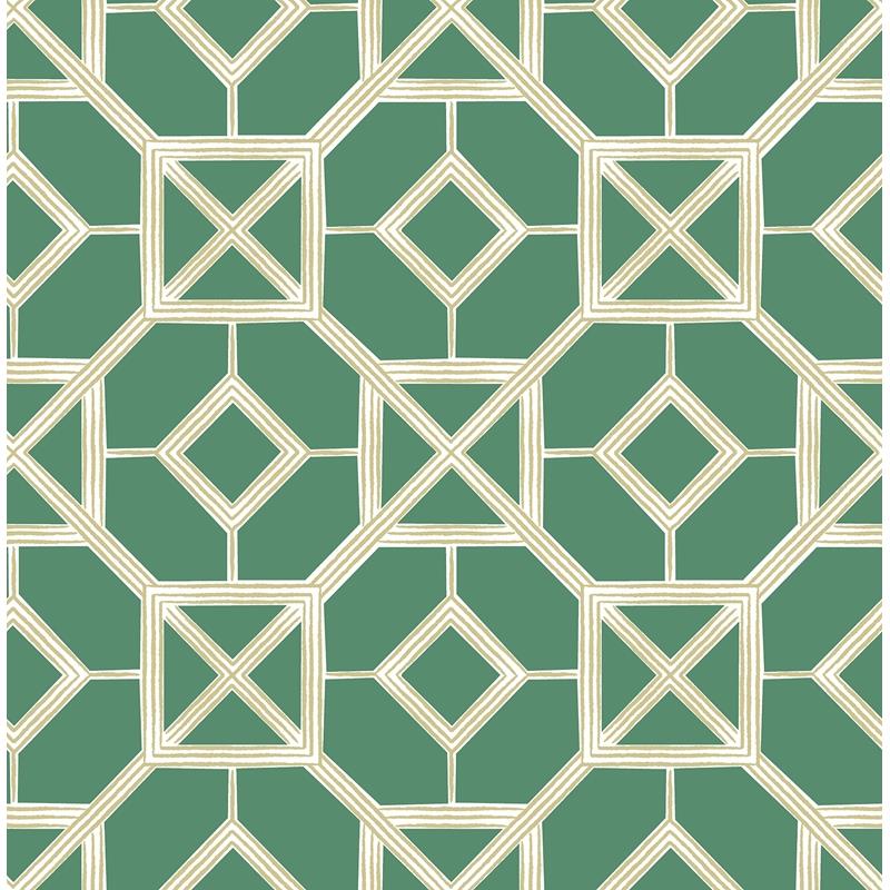 Sample 4014-26410 Seychelles, Livia Green Trellis Wallpaper by A-Street Prints Wallpaper