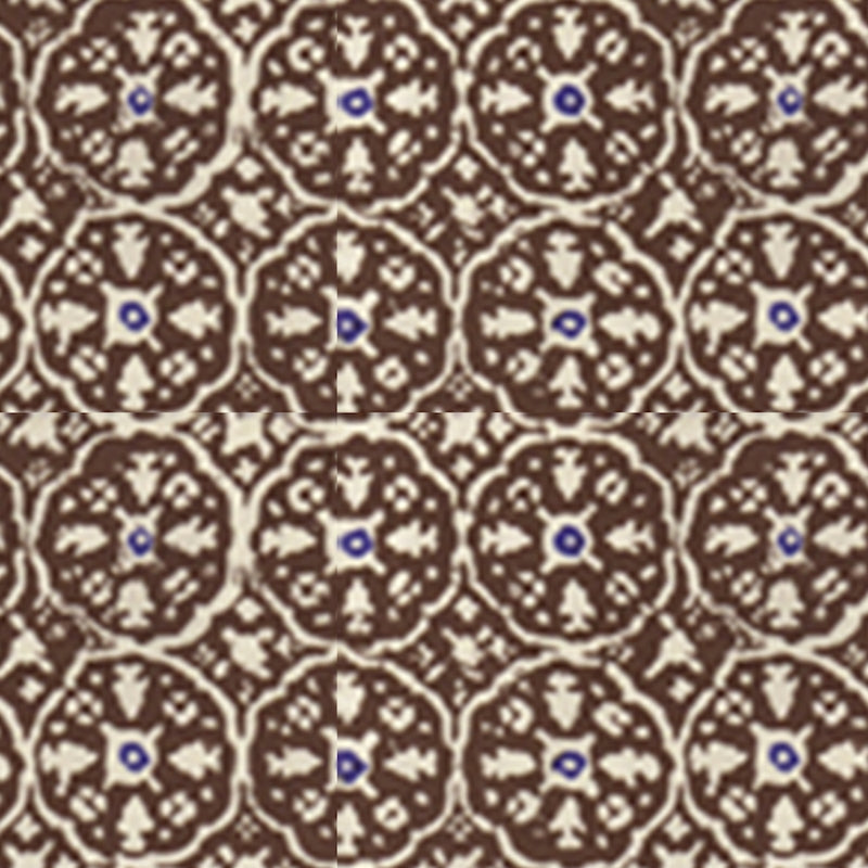 Sample 149-38WP Nitik Ii, New Brown New Navy on Almost White by Quadrille Wallpaper
