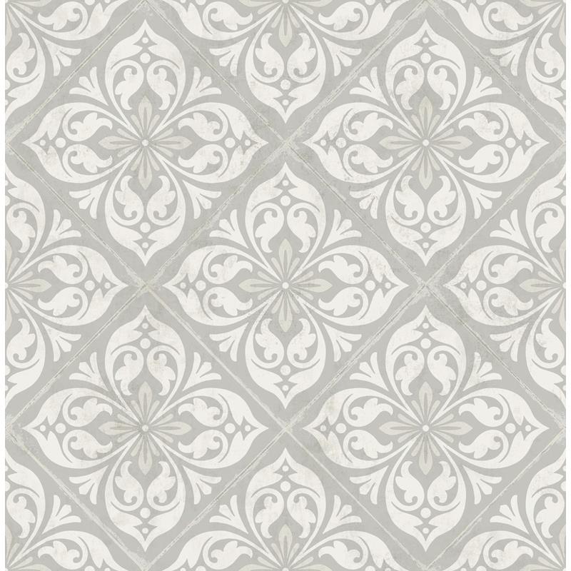 Order LN11008 Luxe Retreat Plumosa Tile Grey by Seabrook Wallpaper