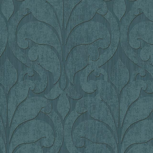 Acquire 376003 Siroc Vallon Teal Damask Wallpaper Teal by Eijffinger Wallpaper