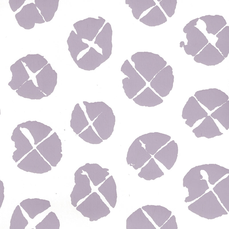 Sample 6650WP-04-1000 Obi Ii, Lavender on Almost White by Quadrille Wallpaper