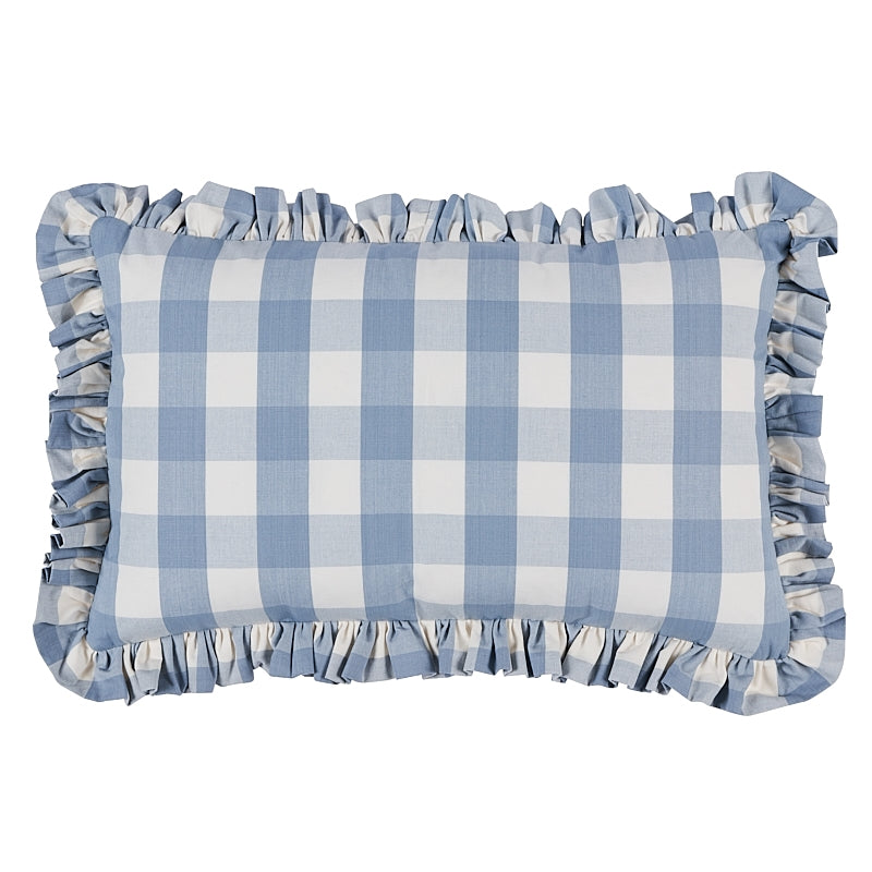 So6304815 | Camden Cotton Check Pillow, Sky - Schumacher Furniture and Accessories