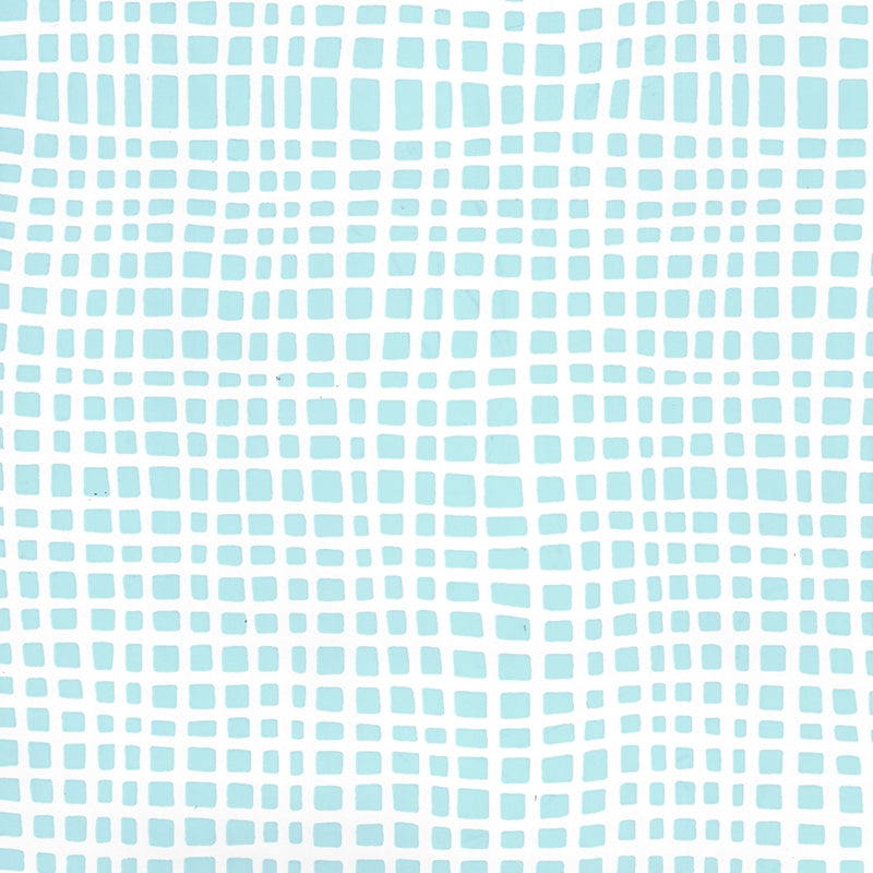 Sample AP403-08PV Criss Cross, Turquoise on White Vinyl by Quadrille Wallpaper