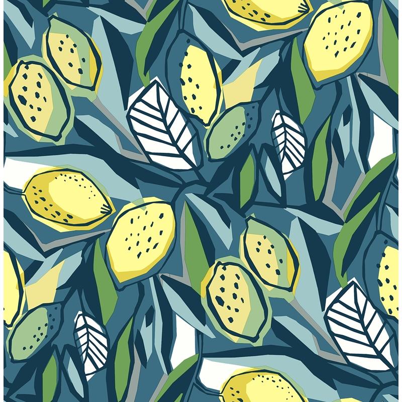 Sample 4014-26422 Seychelles, Meyer Blue Citrus Wallpaper by A-Street Prints Wallpaper