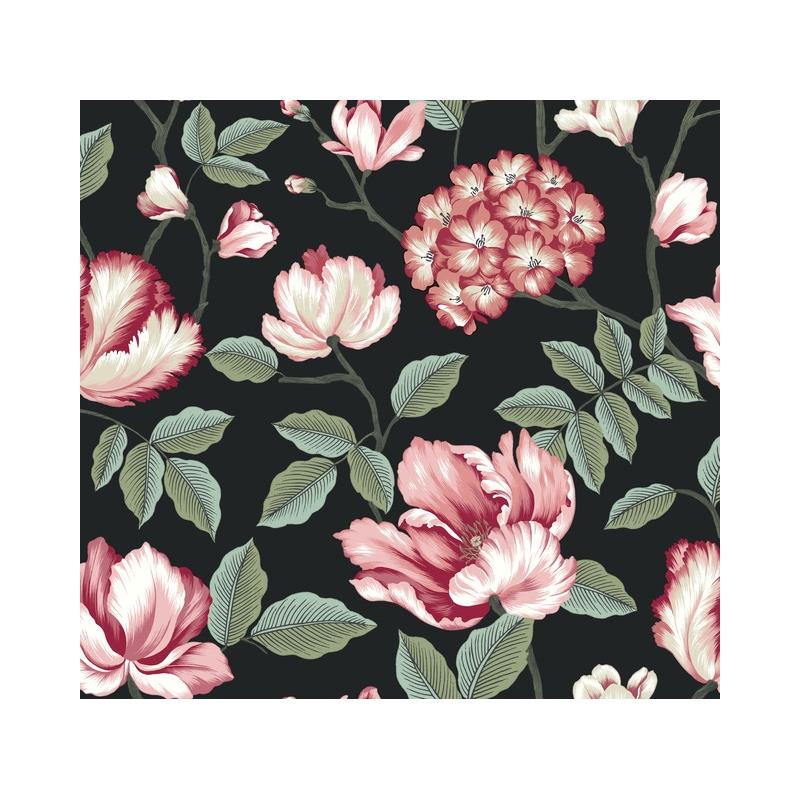 Sample GR5901 Grandmillennial, Morning Garden Black York Wallpaper