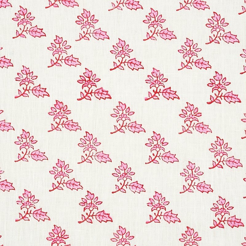 Purchase sample of 179332 Torbay Hand Blocked Print, Pink by Schumacher Fabric