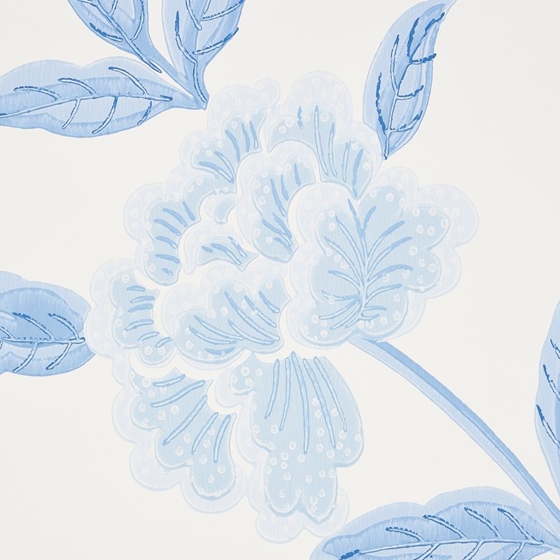 Purchase 5004385 Whitney Floral Blue Schumacher Wallcovering Wallpaper