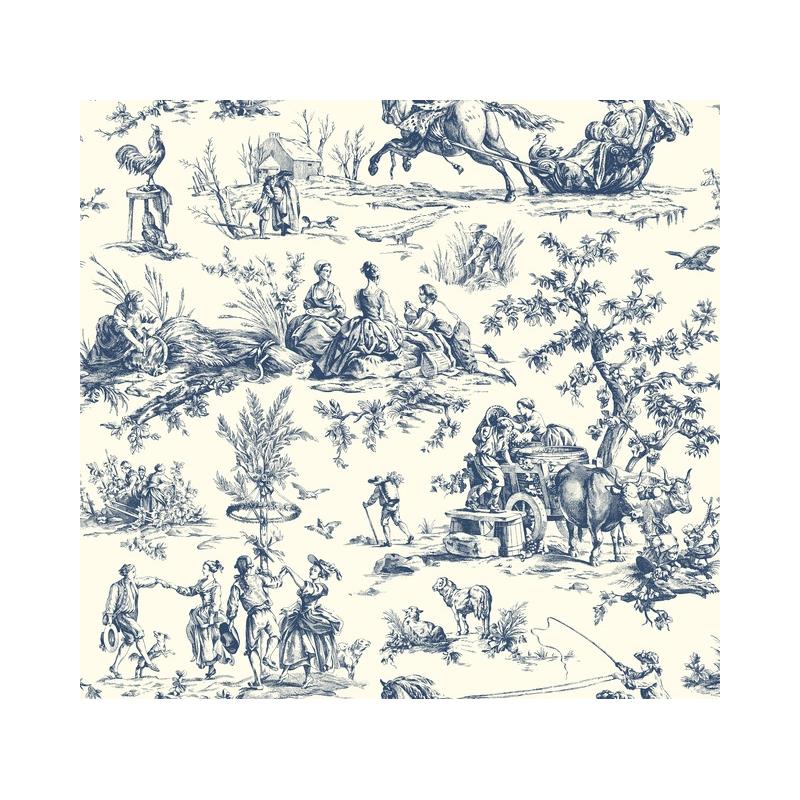 Sample AF2000 Grandmillennial, Seasons Toile Navy York Wallpaper