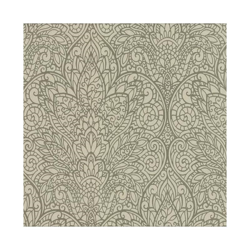 Sample - CD4010 Decadence, Paradise color Brown, Damask by Candice Olson Wallpaper