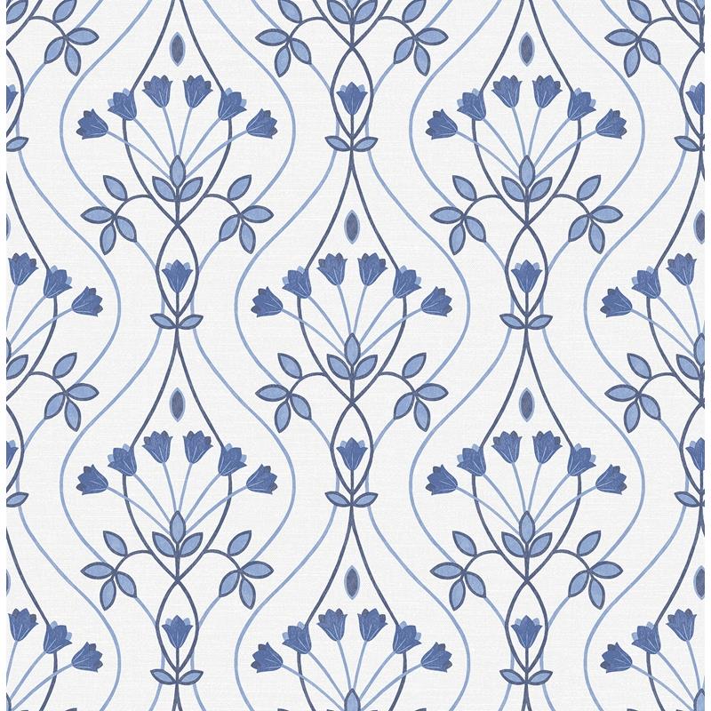 Acquire 2970-26148 Revival Dard Blue Tulip Ogee Wallpaper Blue A-Street Prints Wallpaper
