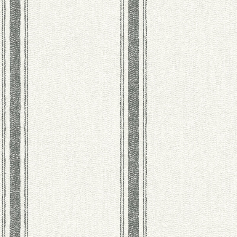 Sample 3115-12461 Farmhouse, Linette Black Fabric Stripe by Chesapeake Wallpaper