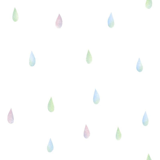 Shop DA60002 Day Dreamers Raindrops Pink Blue and Green by Seabrook Wallpaper