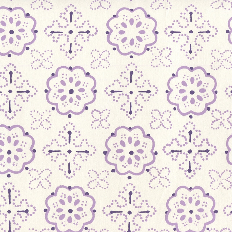 Sample 306304W Crawford, Multi Purples On Almost White by Quadrille Wallpaper