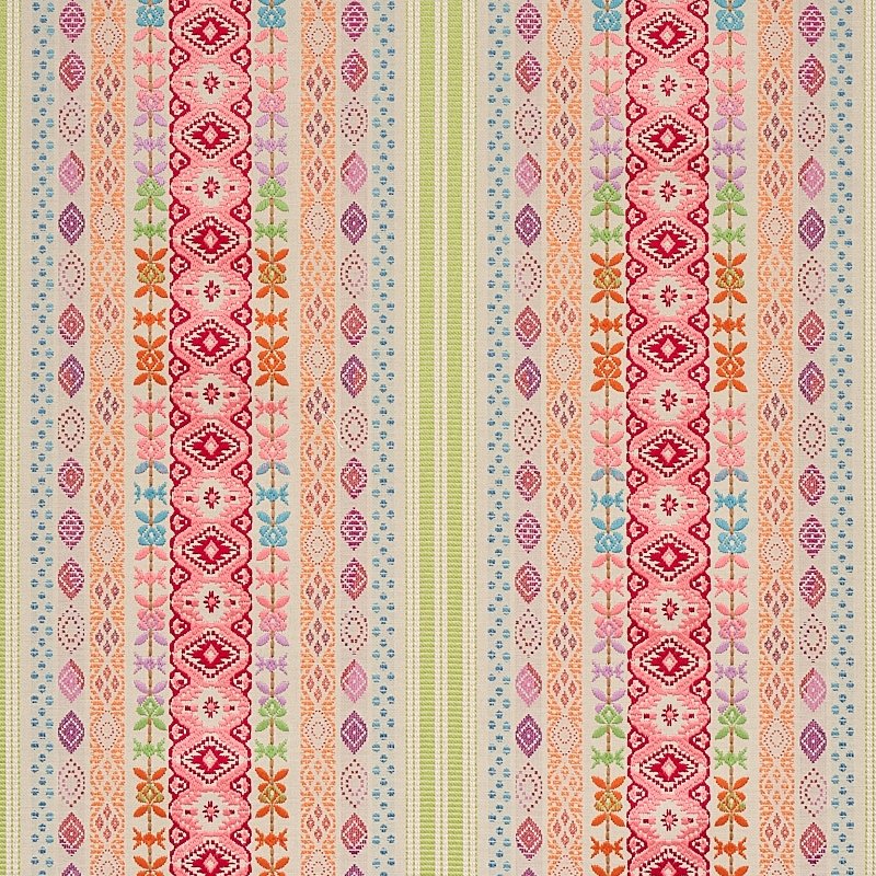 Purchase sample of 79682 Cosima Embroidery, Pink Multi by Schumacher Fabric