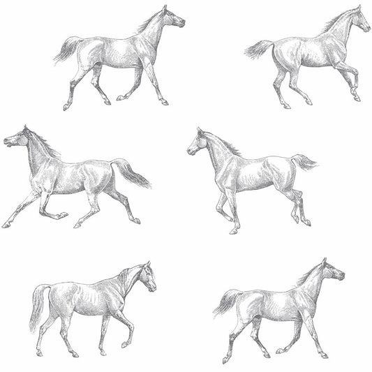 Save DD128807 Design Department Burnett Off-White Horses Wallpaper Off-White Brewster