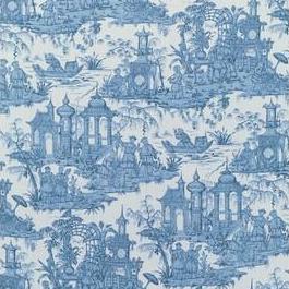 View 2020224.535 Pagoda Toile Blue Toile by Lee Jofa Fabric