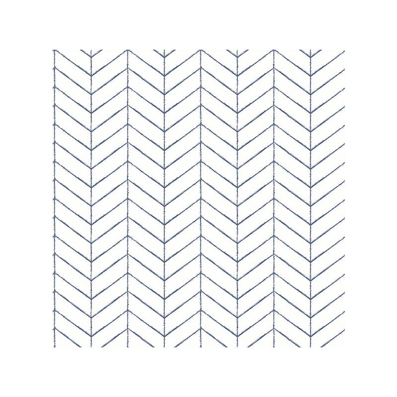 Sample 3123-25096 Homestead, Bison Blue Herringbone by Chesapeake Wallpaper