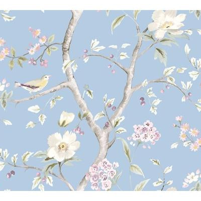 Find LN11912F Luxe Retreat Southport Floral Trail Fabric Blue by Seabrook Wallpaper