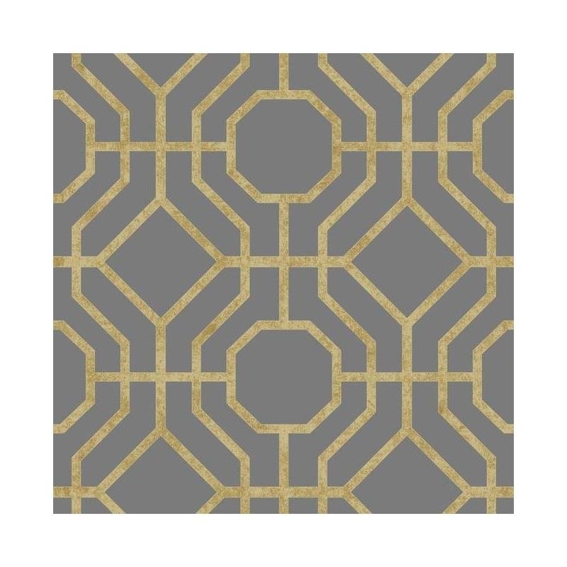 Sample - SO2464 Tranquil, Lanai Trellis color Charcoal, Floral by Candice Olson Wallpaper
