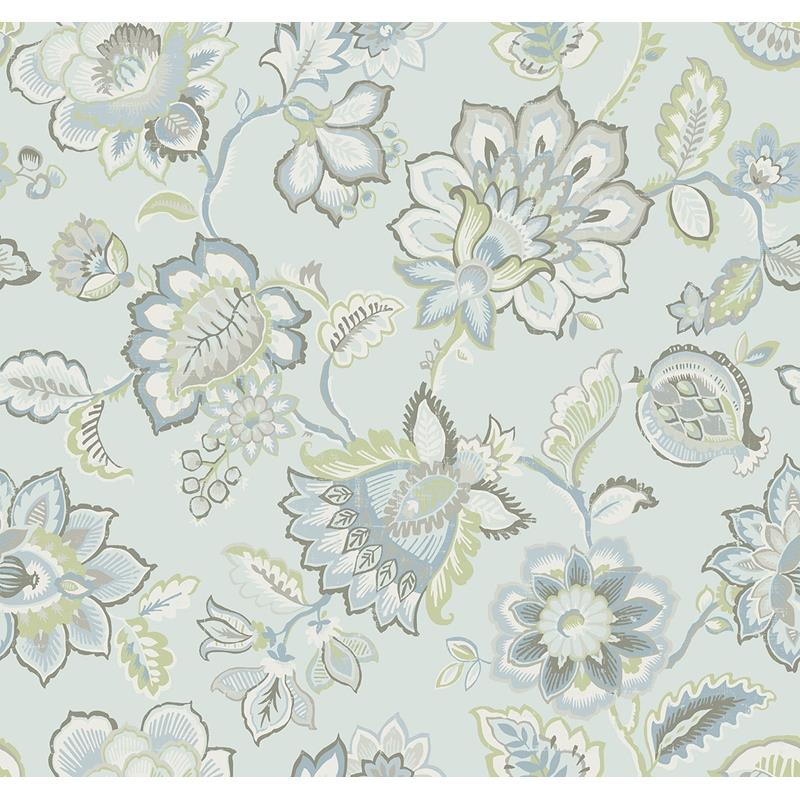 Sample 2901-87515 Perennial,  Corona Light Blue Jacobean Wallpaper by A Street Prints