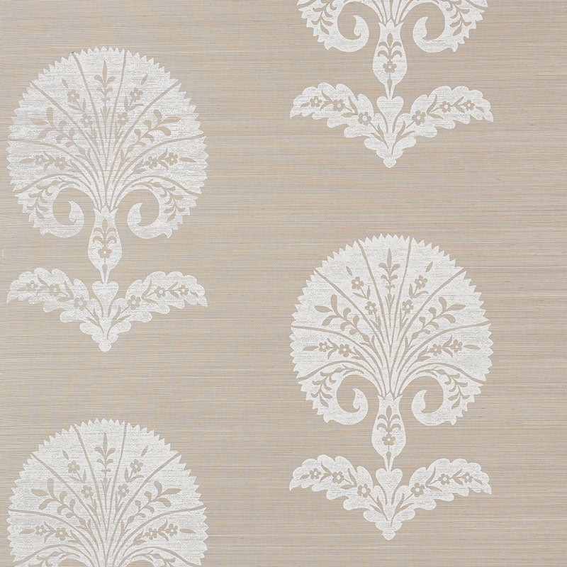 Select 5008210 Ottoman Flower Sisal Fog Schumacher Wallpaper