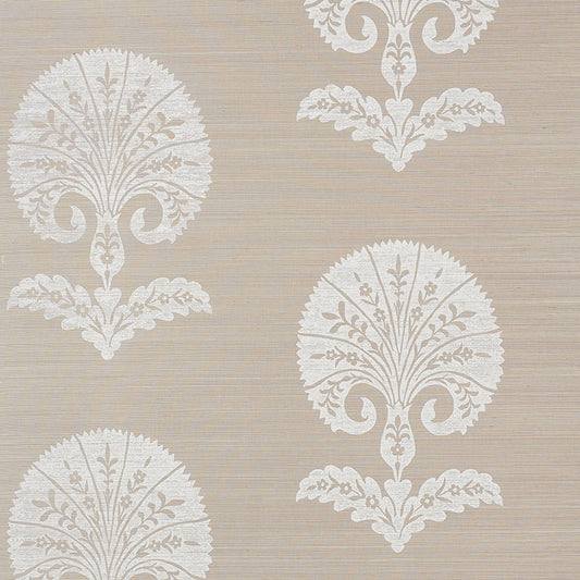 Select 5008210 Ottoman Flower Sisal Fog Schumacher Wallpaper