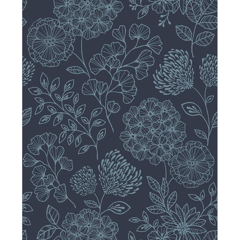 Sample 2975-26207 Scott Living II, Ada Indigo Floral by A-Street Prints Wallpaper