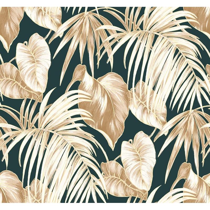 Acquire TA21600 Tortuga Black Leaves by Seabrook Wallpaper
