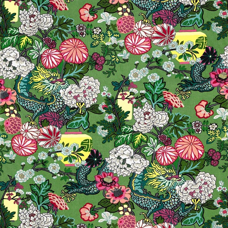 Purchase sample of 173277 Chiang Mai Dragon, Jade by Schumacher Fabric
