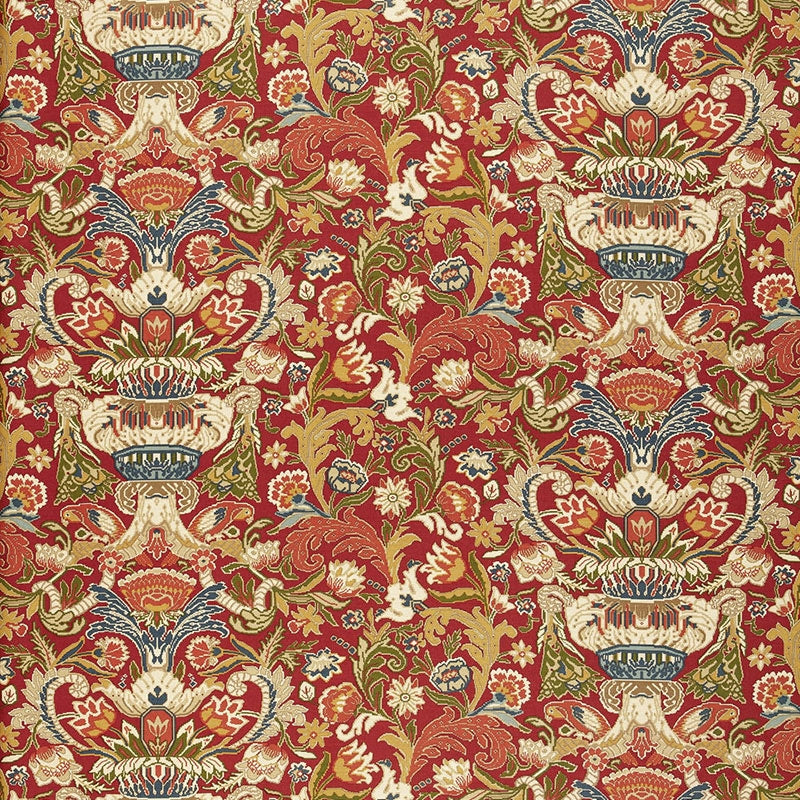 Purchase sample of 173621 Egerton Tapestry Print, Scarlet by Schumacher Fabric