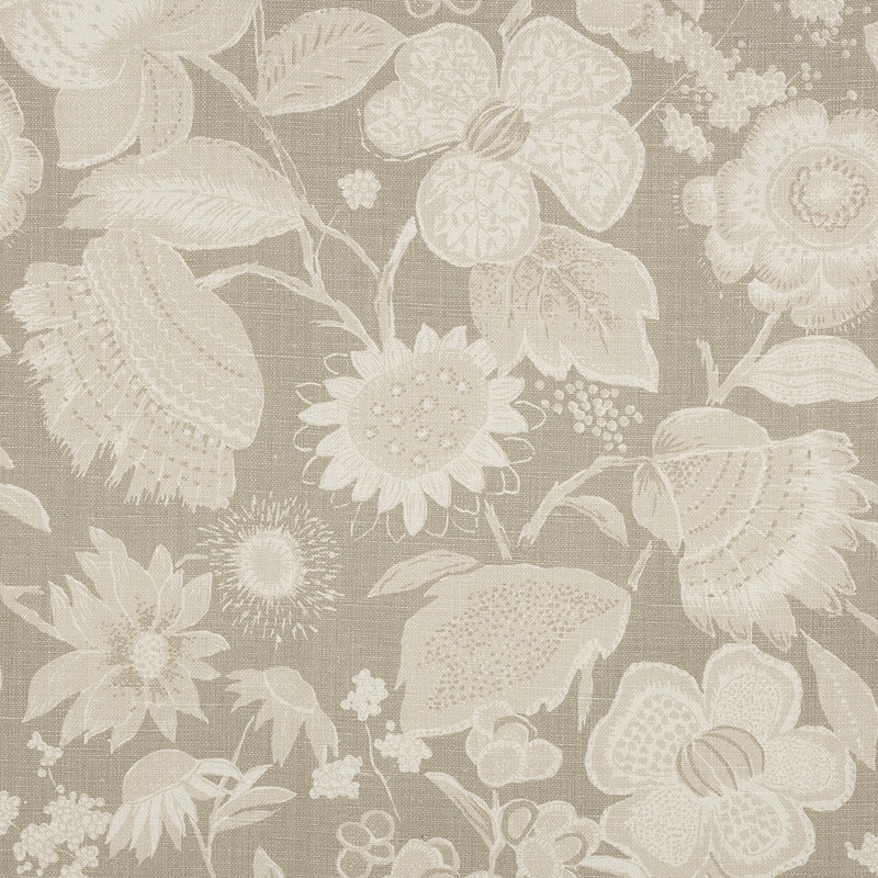 Purchase sample of 175850 Tikki Garden Linen, Sea Oyster by Schumacher Fabric