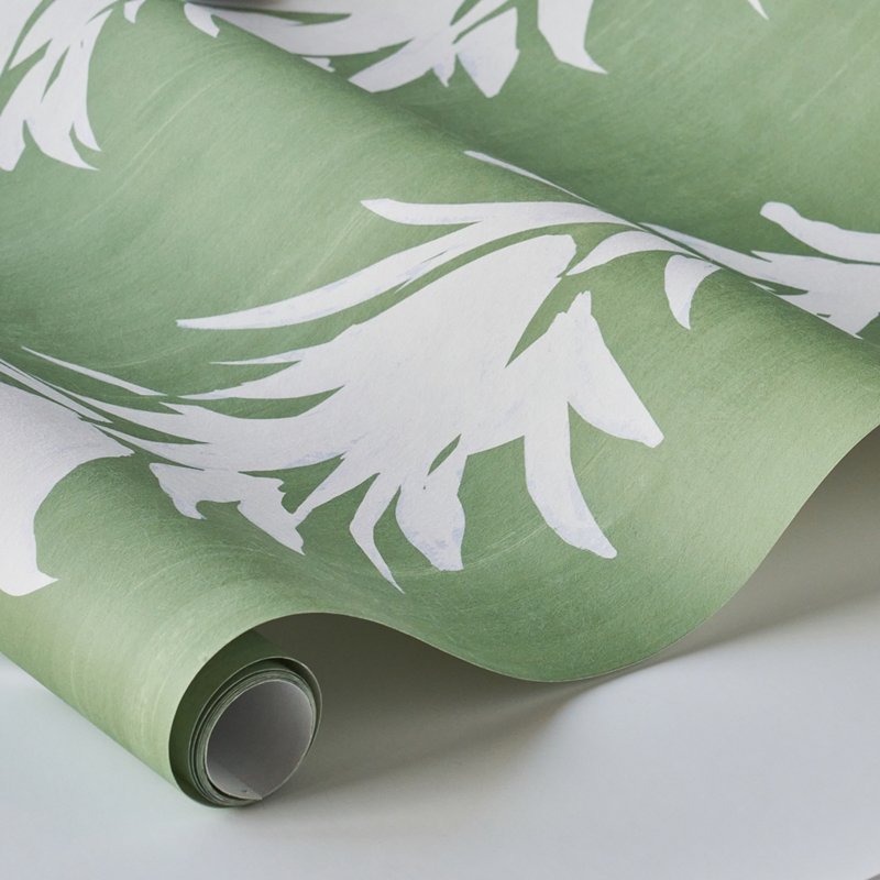 Purchase 5013660 White Lotus Soft Green Schumacher Wallcovering Wallpaper