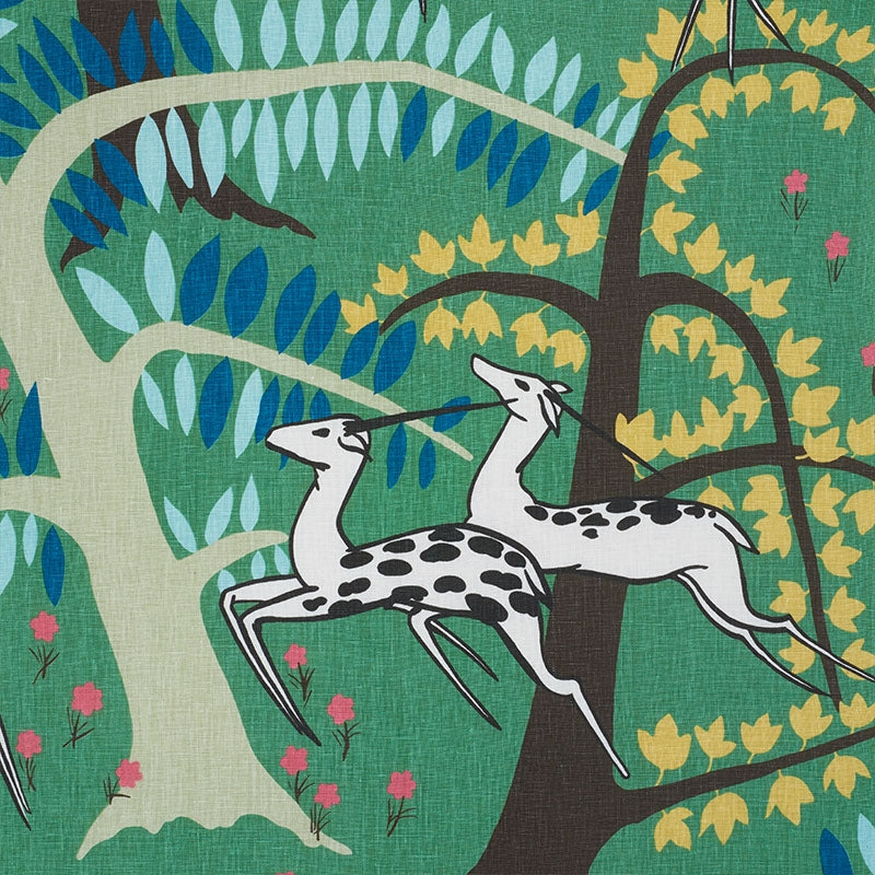 Purchase sample of 177570 Antelopes, Jade by Schumacher Fabric