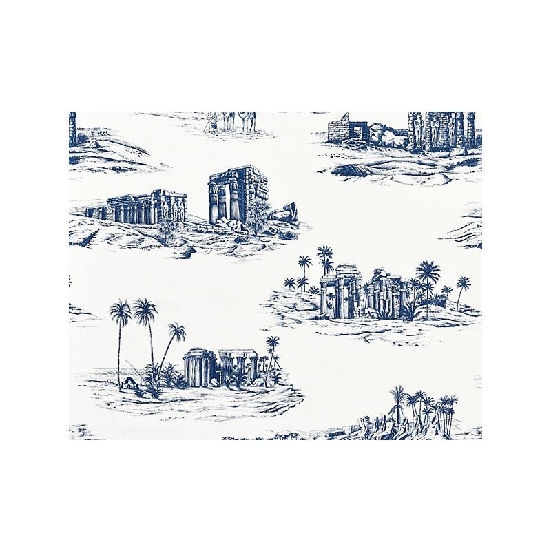 Sample SC 000216635 Cairo Toile, Lapis by Scalamandre   Fabric