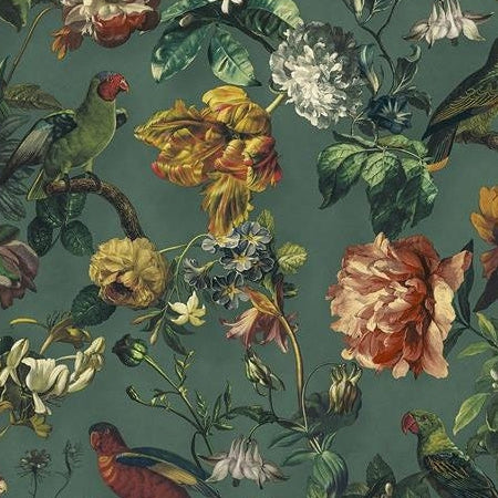 Save 307305 Museum Claude Teal Floral Wallpaper Teal by Eijffinger Wallpaper