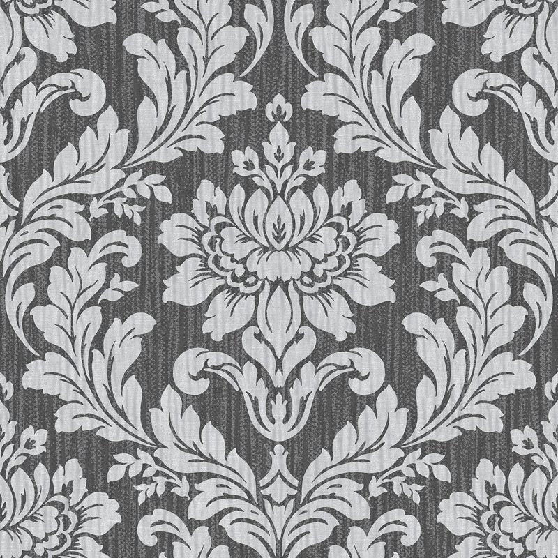 Select 4025-82517 Radiance Galois Silver Damask Wallpaper Silver by Advantage