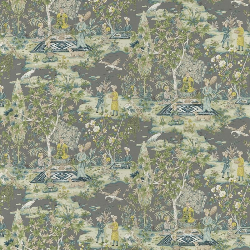 Sample 8018119-113 Lodi Garden Print Grey Modern Chinoiserie Brunschwig and Fils Fabric