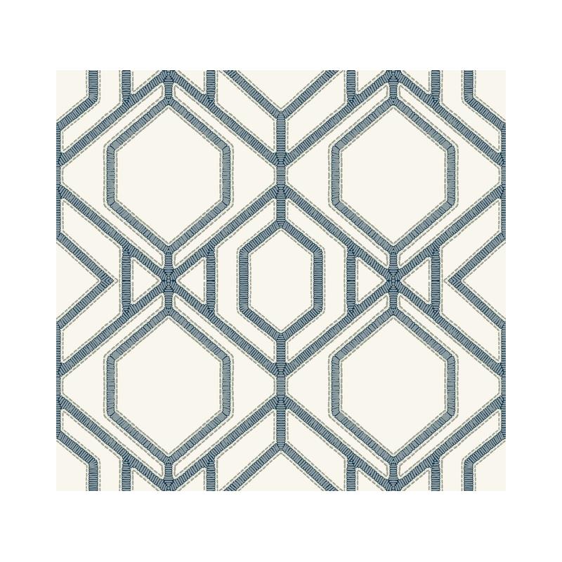 Sample TC2634 Tropics Resource Library, Sawgrass Trellis White/Blue York Wallpaper