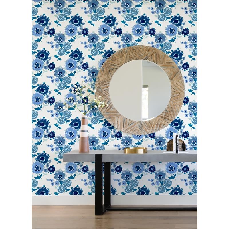 Buy 4081-26324 Happy Essie Blue Painterly Floral Blue A-Street Prints Wallpaper