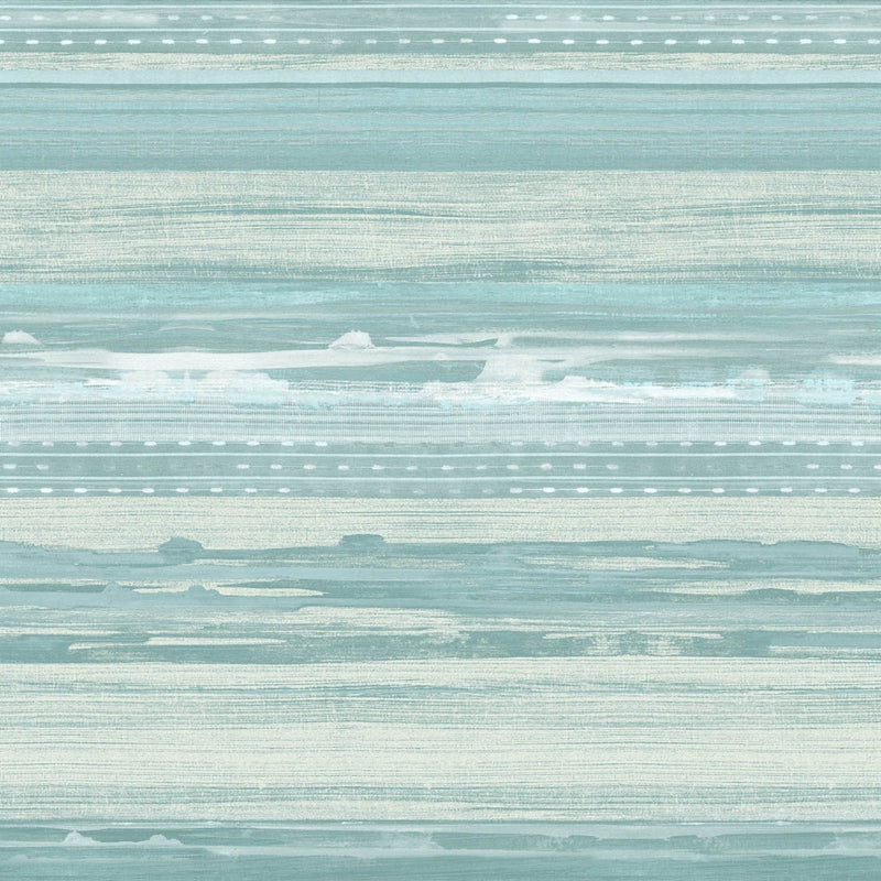 Sample RY31304 Boho Rhapsody, Horizon Brushed Stripe Teal, Seafoam, and Ivory Seabrook Wallpaper