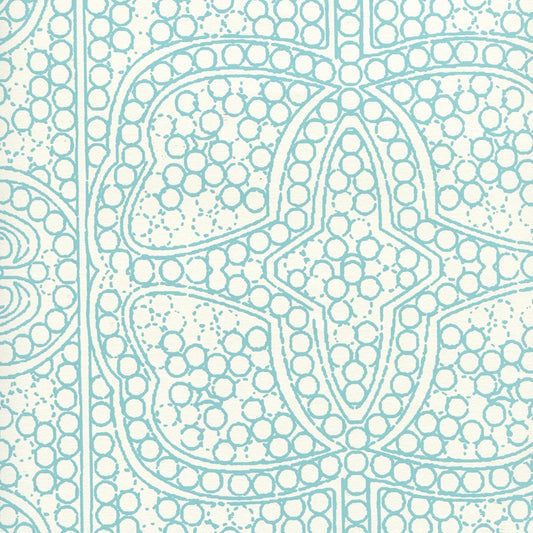 Shop CP1000W-03 Persia Turquoise on Almost White by Quadrille Wallpaper