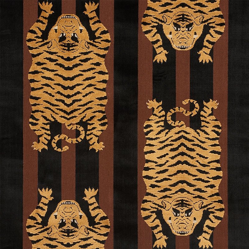 Purchase sample of 77232 Jokhang Tiger Velvet, Brown & Black by Schumacher Fabric