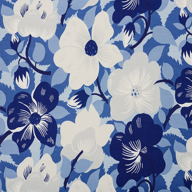 Purchase sample of 177562 Magnolias, Blues by Schumacher Fabric