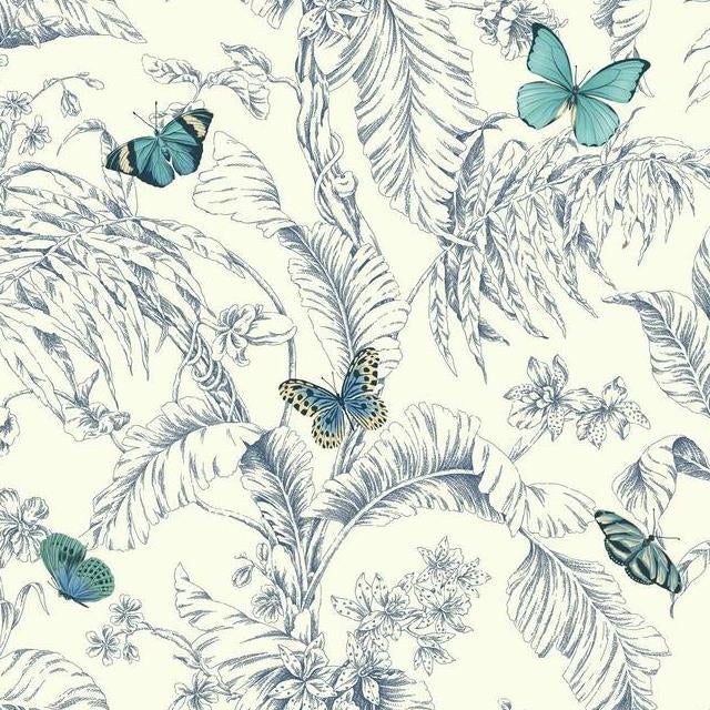 Shop AF2026 Ashford Toiles Papillon  color blue Bugs Ashford House Wallpaper